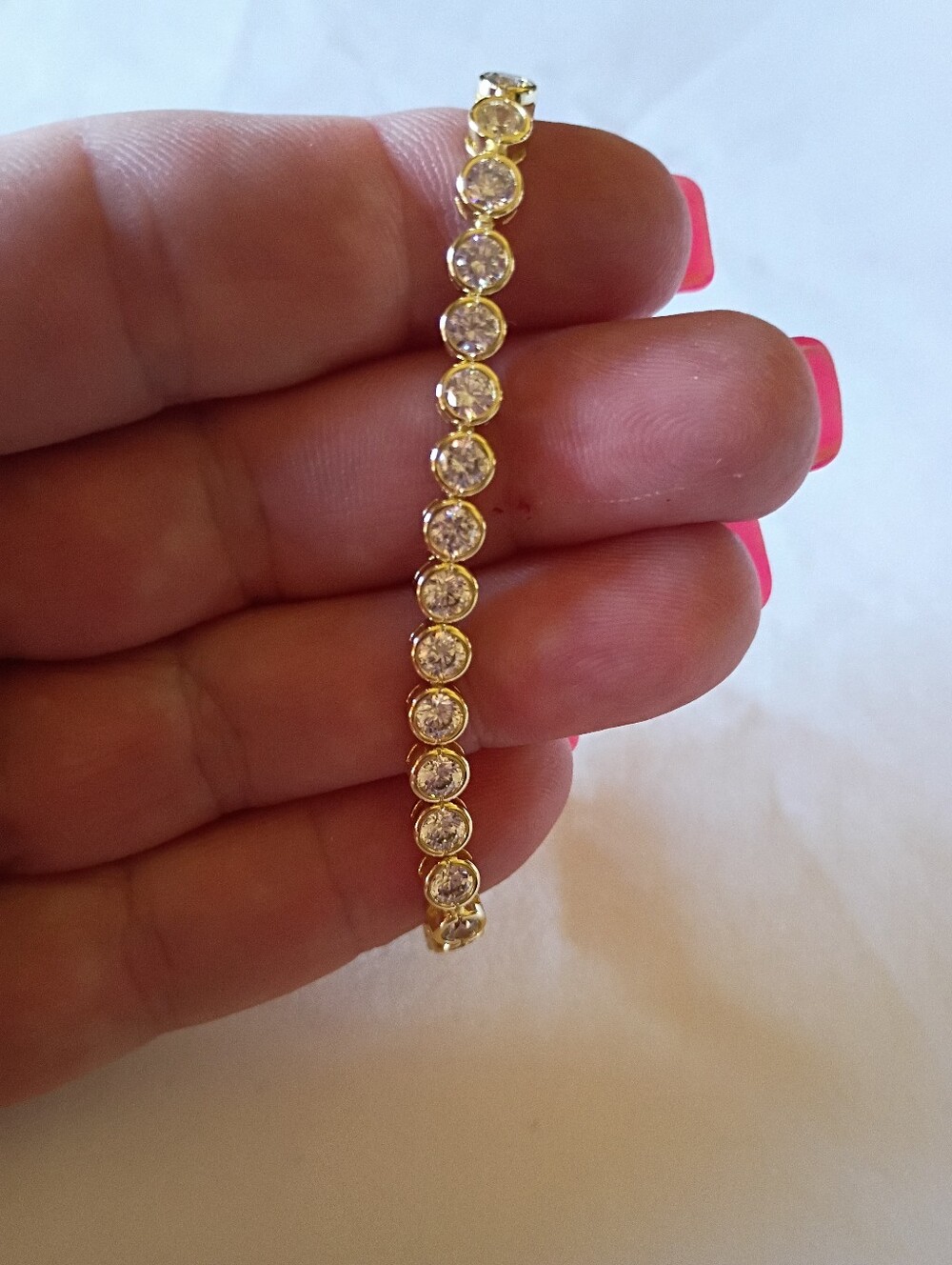 Pearich 14K Gold Filled CZ Bezel Tennis Bracelet NWT